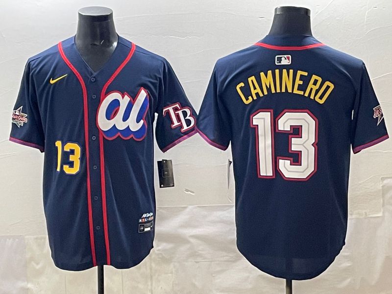Men 2025 Tampa Bay Rays #13 Caminero Drak Blue All star Nike MLB Jersey style 06